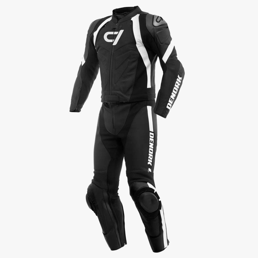 SPECTRE / BLACK WHITE / MOTORBIKE RACING LEATHER SUIT