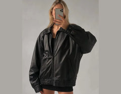 Women Handmade Black Bomber Lambskin Soft Real Leather Jacket, Genuine Leather Jacket