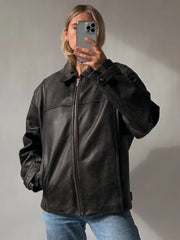 90s Women's Vintage Oversized Jacket, Ladies Slim Fit Genuine Leather Jacket