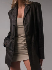 Women Oversize Bomber Handmade Lambskin Soft Long Leather Jacket, Casual Wear Genuine Black Jacket